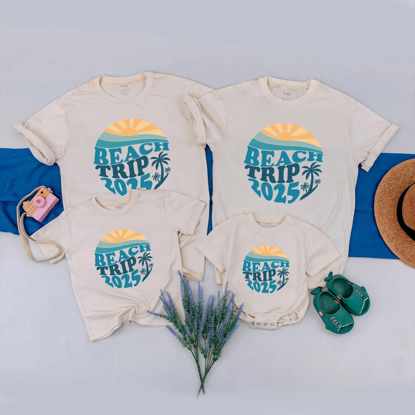 Beach Trip 2025 Shirt - Retro Sun & Waves Design - Summer Vacation Outfit, Coastal Trip Clothes, Groovy Beach Vibes, Travel Gift