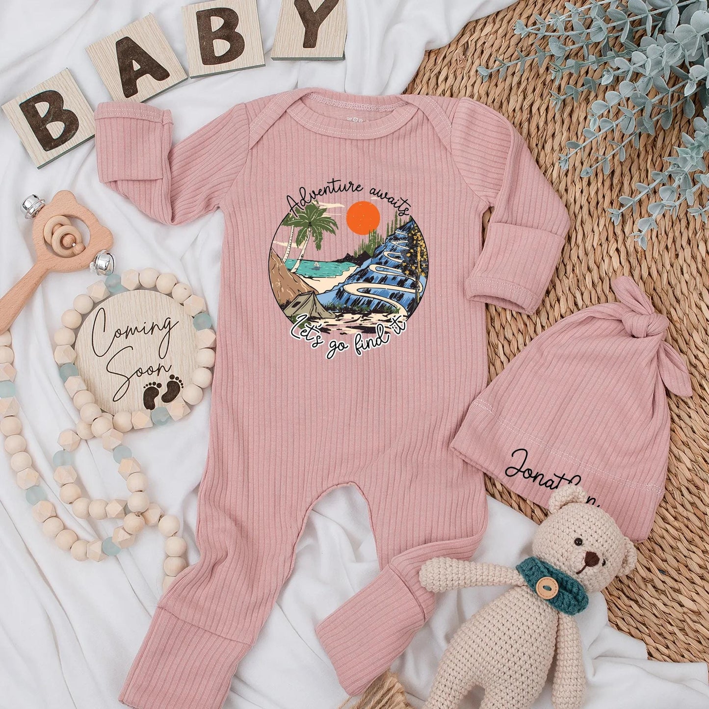Adventure Awaits Baby Bodysuit - Let's Go Find It Outdoor Outfit Newborn Gift for Nature Parents - Hiking Baby Clothes