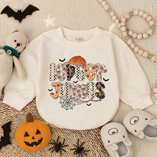 Spooky Dude Baby Boy Halloween Romper Custom Name Ghost Pumpkin Fall Bodysuit Toddler Gift Cute Halloween Outfit