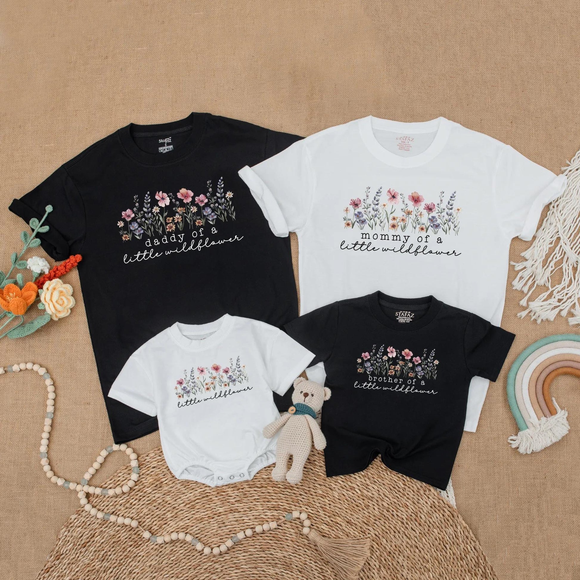 Matching Little Wildflower Birthday Family Shirts, Wild One Girl Boho Outfit, Mommy and Me Floral Party Clothes