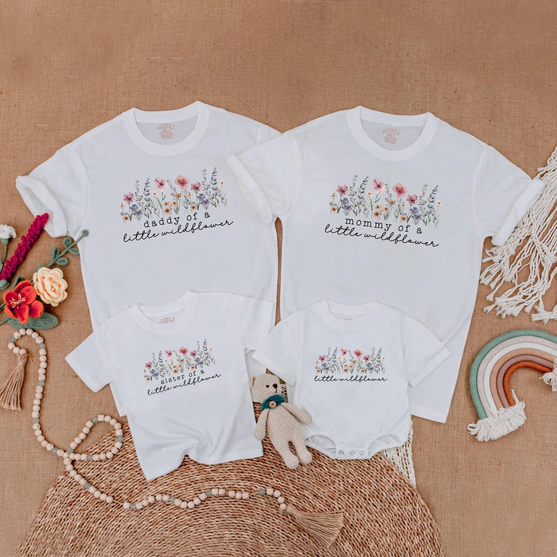 Matching Little Wildflower Birthday Family Shirts, Wild One Girl Boho Outfit, Mommy and Me Floral Party Clothes
