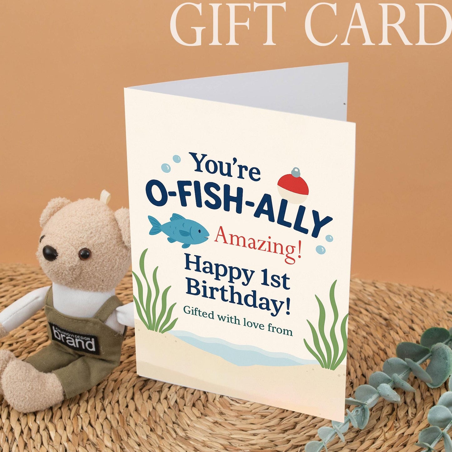 O-Fish-Ally One Birthday Baby Romper Fishing Bobber Reeds Blue Fish Green Hat John 01 First Birthday Outfit Toddler Fun Celebration Clothes