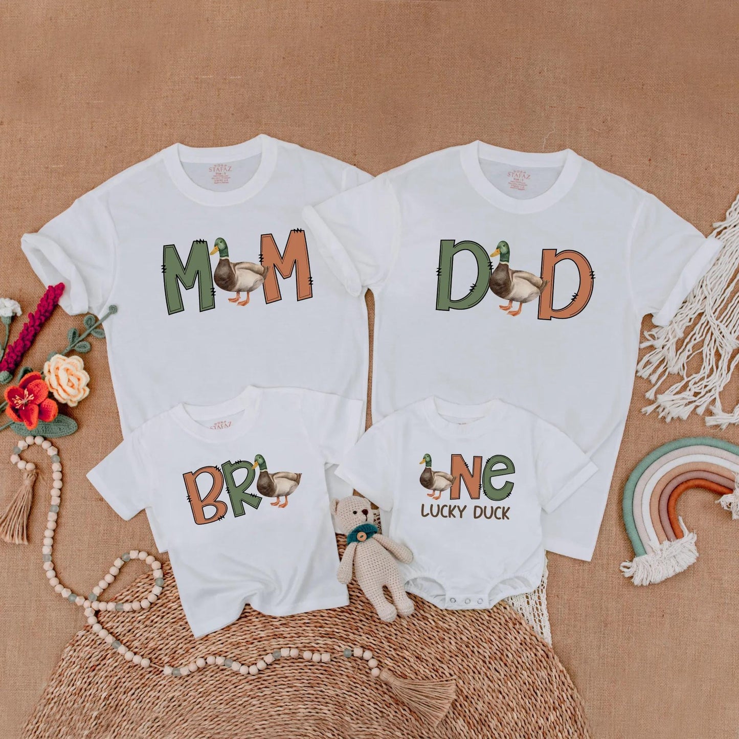 One Lucky Duck First Birthday Matching Family Shirts Mallard Duck Theme Baby Boy Outfit Mommy Me Gift