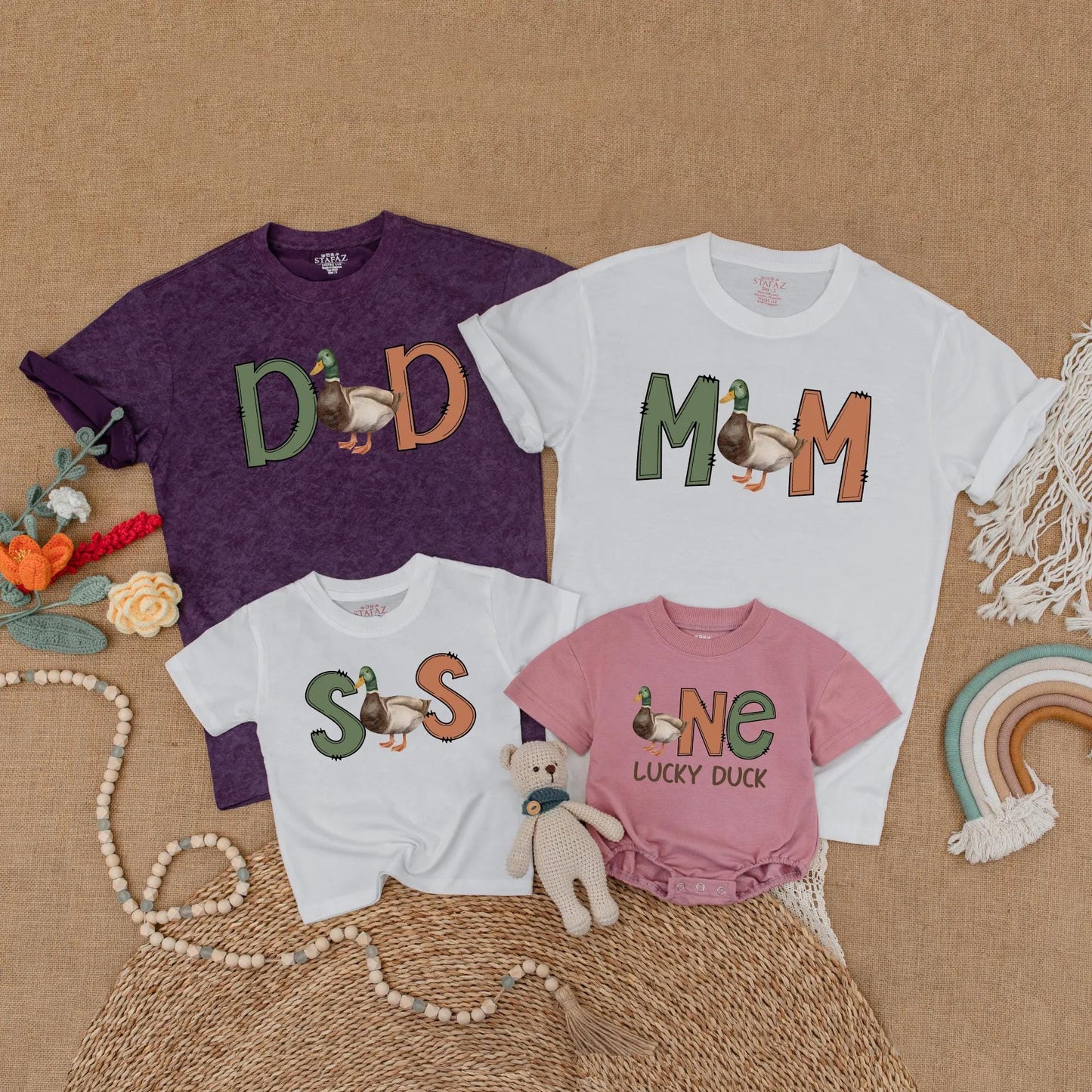 One Lucky Duck First Birthday Matching Family Shirts Mallard Duck Theme Baby Boy Outfit Mommy Me Gift