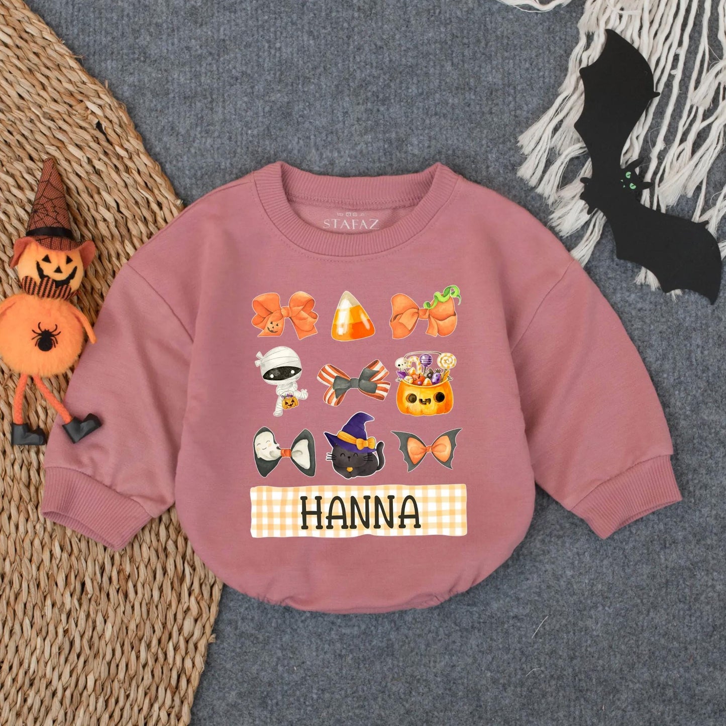 Spooky Baby's 1st Halloween Bubble Romper Outfit, Custom Name Boo Ghost Design, Infant Toddler Clothes Gift