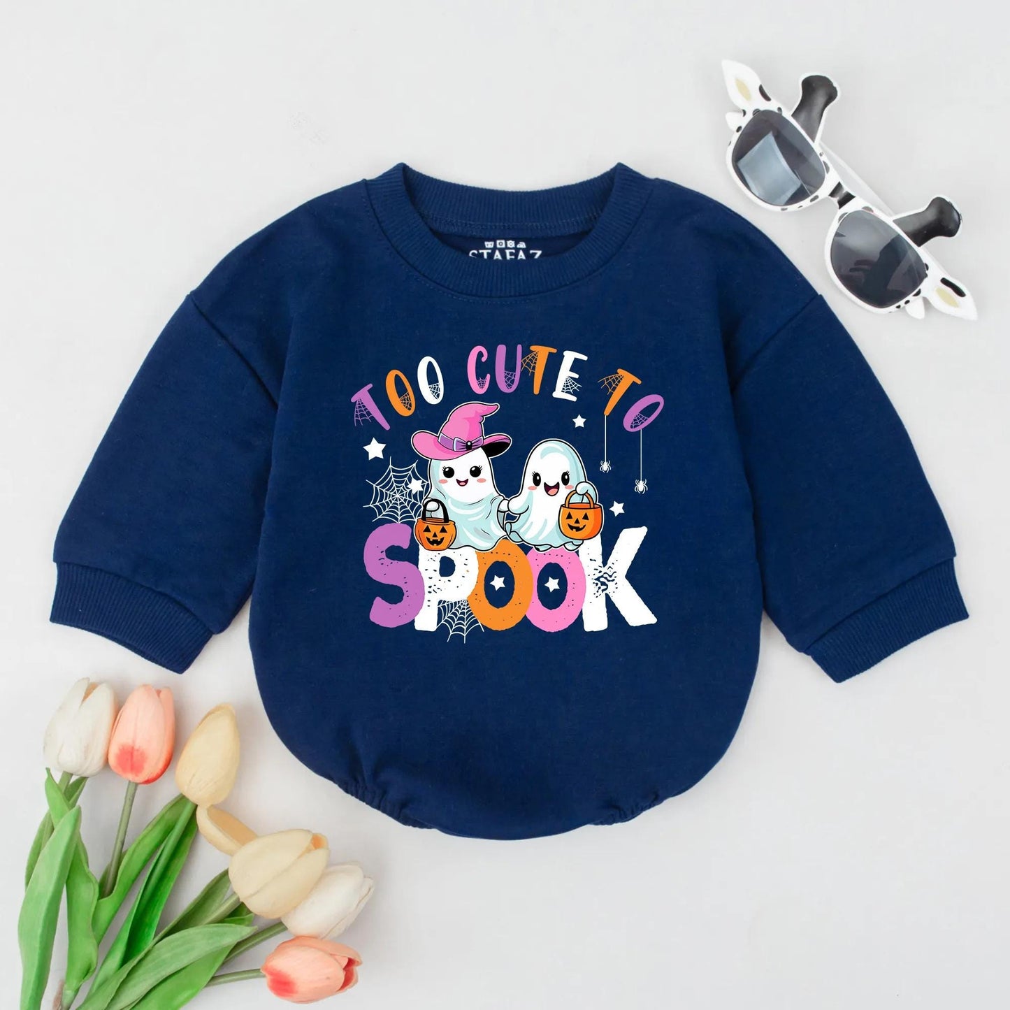 Too Cute To Spook Baby Romper Adorable Ghost Halloween Outfit for Toddlers and Girls