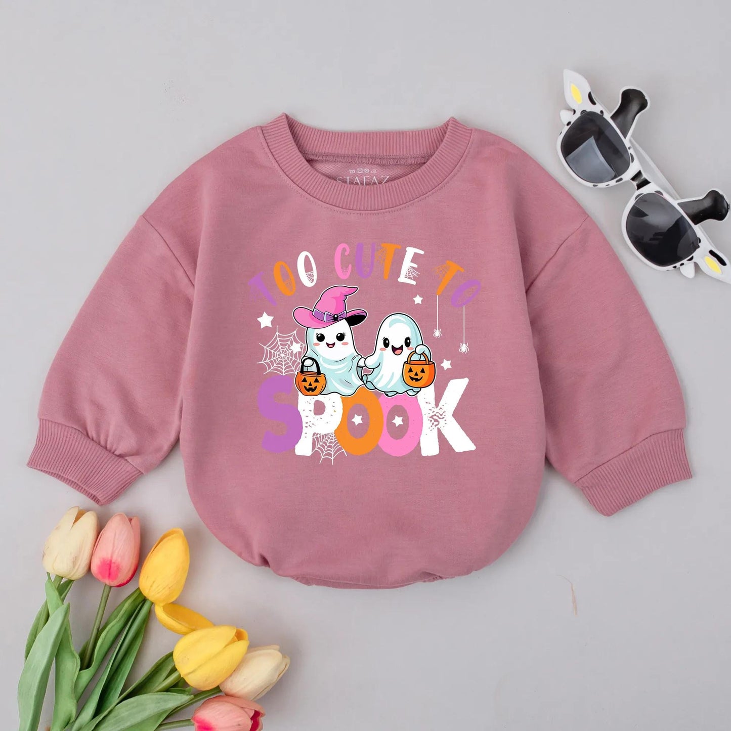 Too Cute To Spook Baby Romper Adorable Ghost Halloween Outfit for Toddlers and Girls