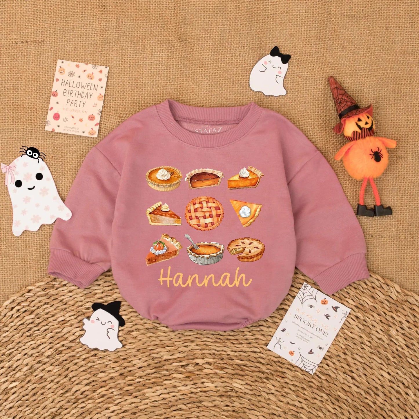 Personalized Pumpkin Pie Baby Romper Cute Fall Outfit with Name My First Thanksgiving Bodysuit Autumn Baby Shower Gift