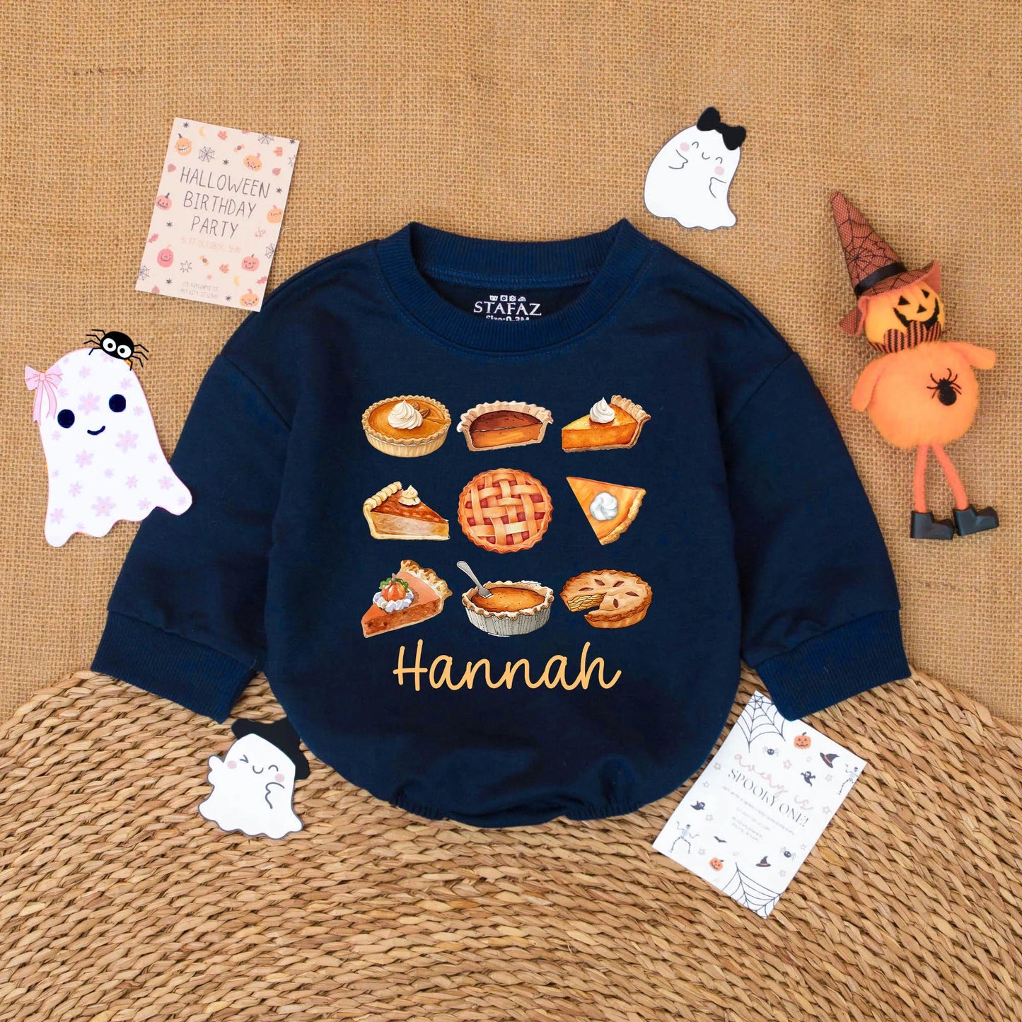 Personalized Pumpkin Pie Baby Romper Cute Fall Outfit with Name My First Thanksgiving Bodysuit Autumn Baby Shower Gift