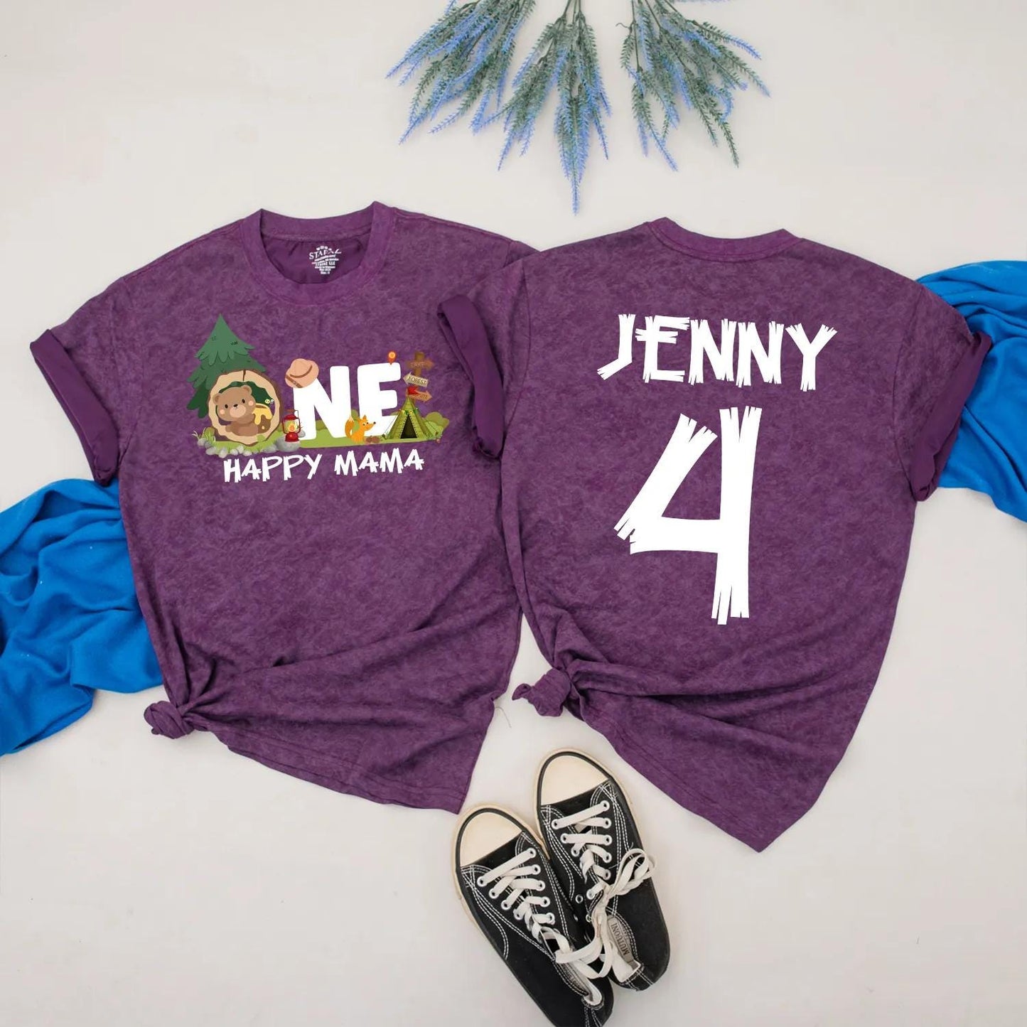 One Happy Camper Birthday Shirt Family Matching Outdoor Adventure 1st Birthday Outfit Mommy and Me Tee Camp Theme Gift