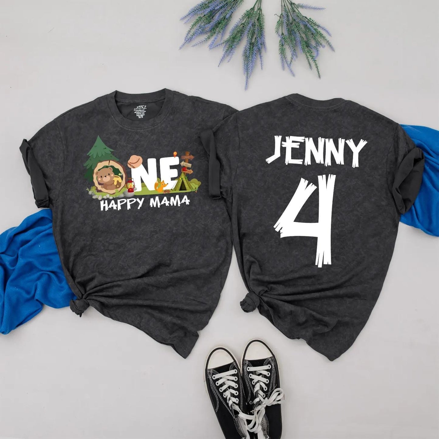 One Happy Camper Birthday Shirt Family Matching Outdoor Adventure 1st Birthday Outfit Mommy and Me Tee Camp Theme Gift
