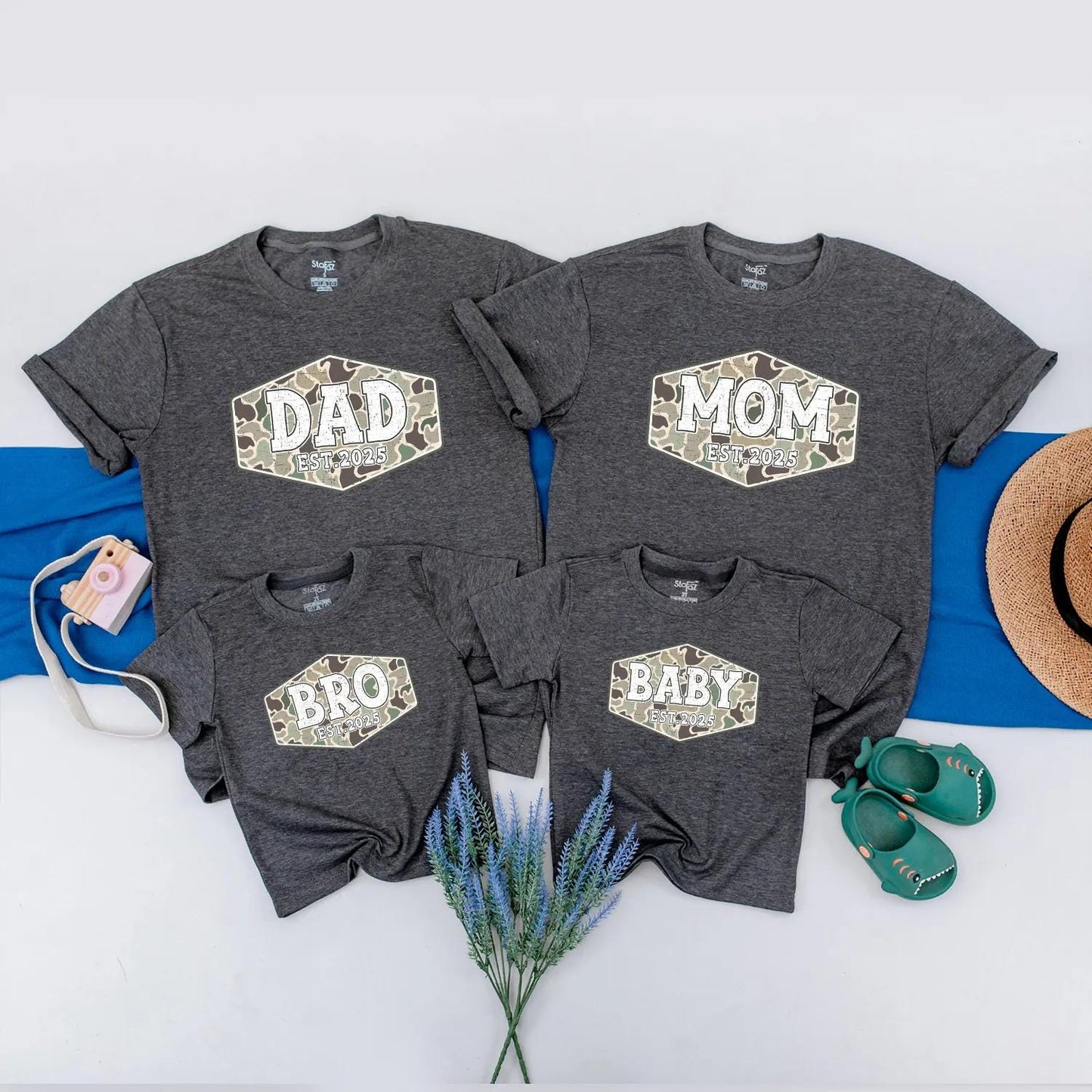 Vintage Camo Family Shirts Dad Mom Bro Baby Matching Est 2025 Retro Outfits