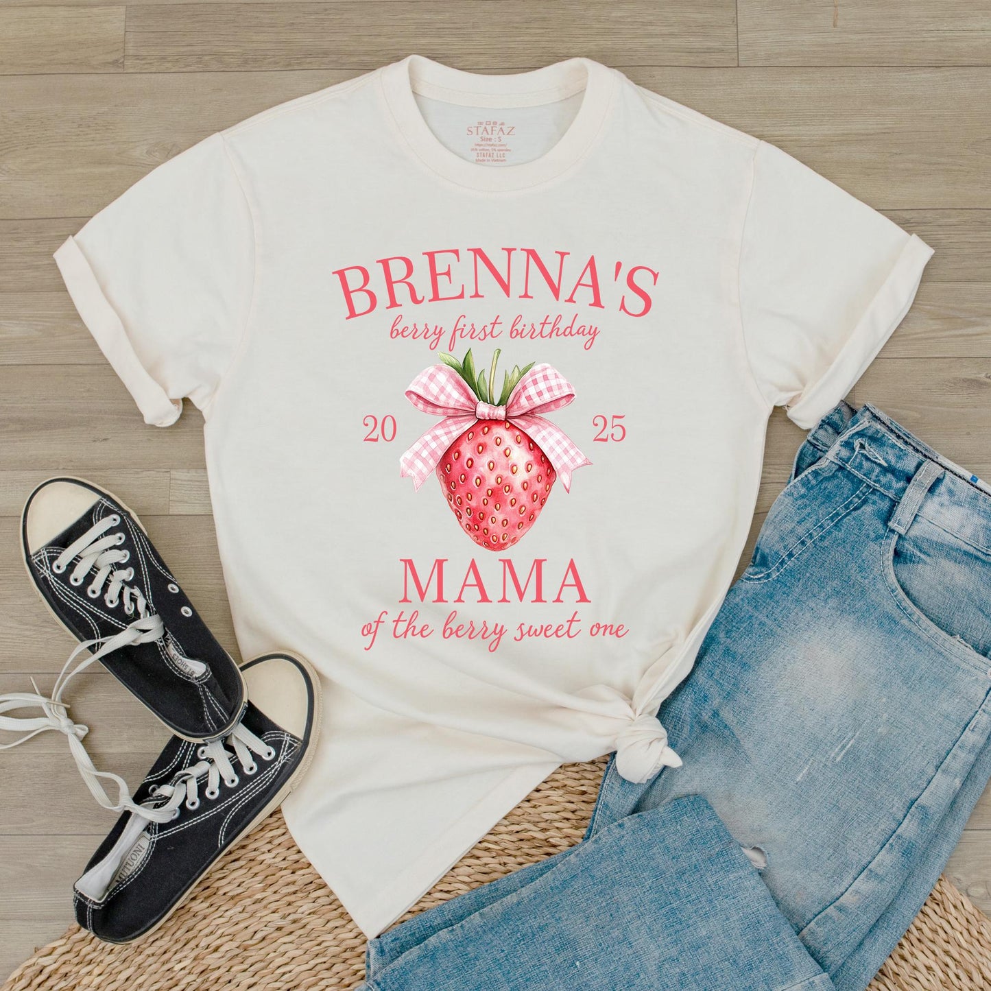 Matching Berry First Birthday Family Shirts: Custom Name Strawberry Party Tees, Mom Dad Berry Sweet One Outfit