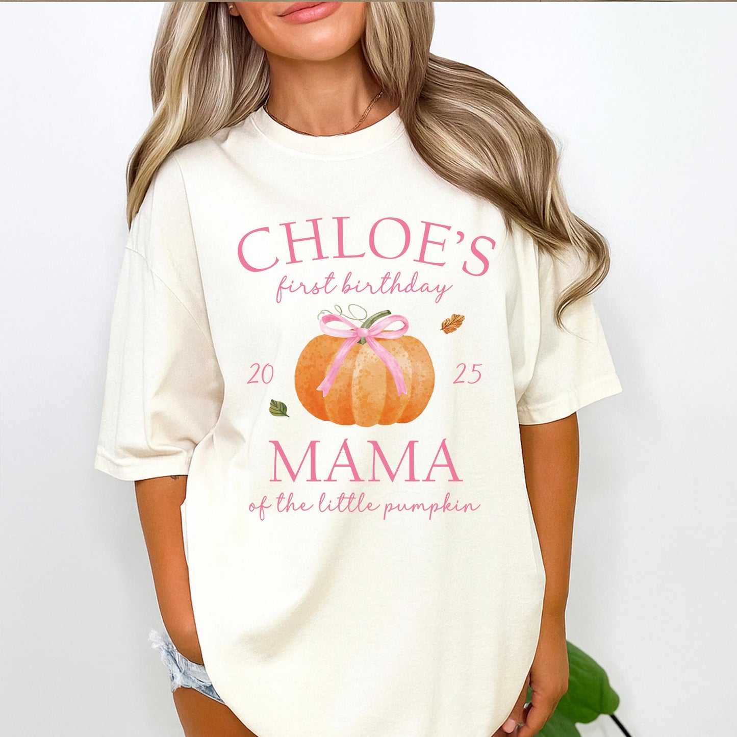 Personalized Name One Little Pumpkin First Birthday Shirt for Baby Girl Boy, Mama Dad Family Matching Fall Outfit Thanksgiving Celebration