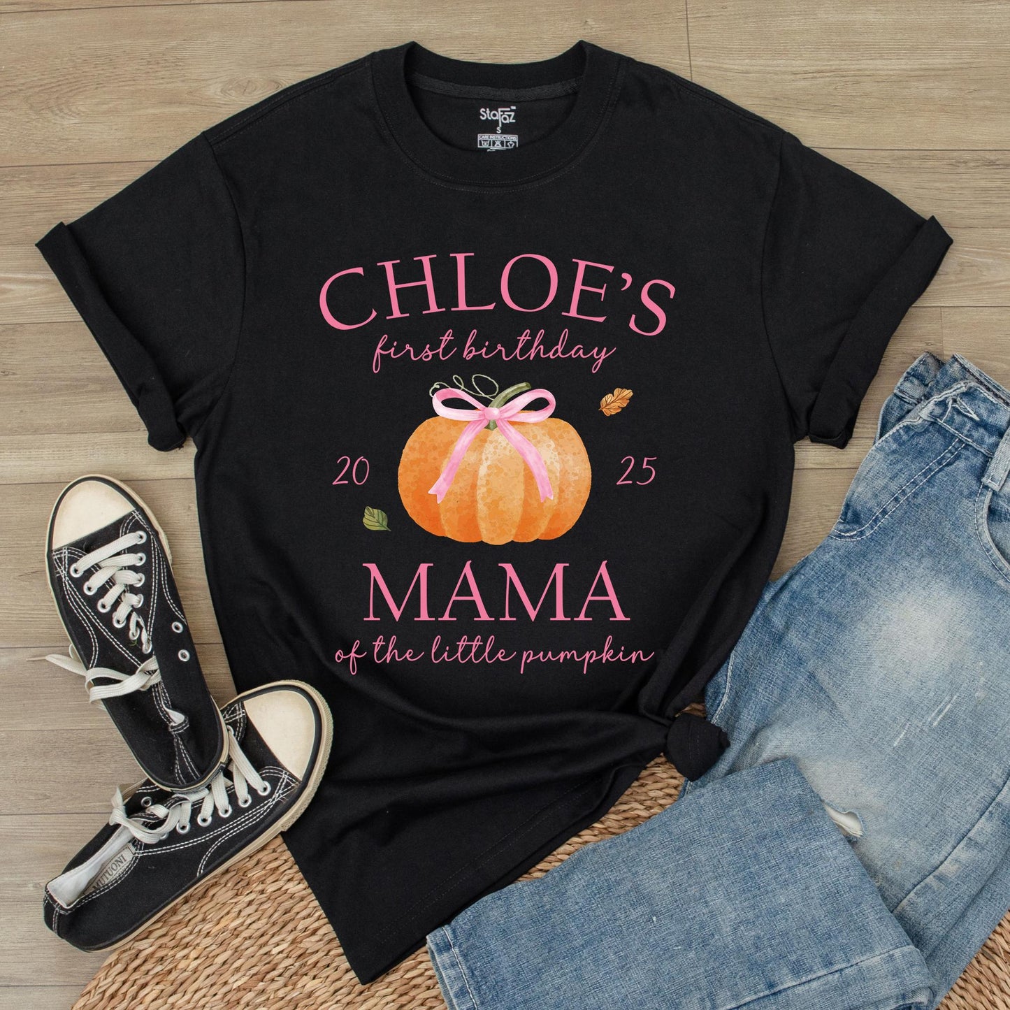 Personalized Name One Little Pumpkin First Birthday Shirt for Baby Girl Boy, Mama Dad Family Matching Fall Outfit Thanksgiving Celebration