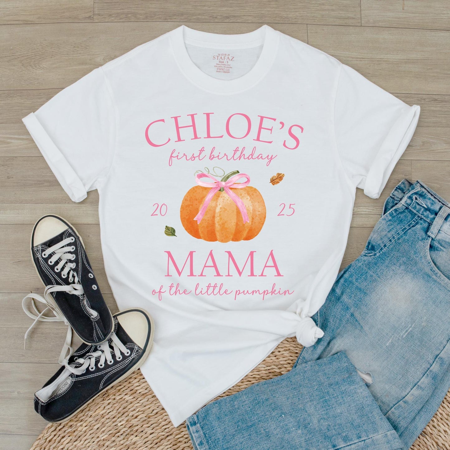Personalized Name One Little Pumpkin First Birthday Shirt for Baby Girl Boy, Mama Dad Family Matching Fall Outfit Thanksgiving Celebration