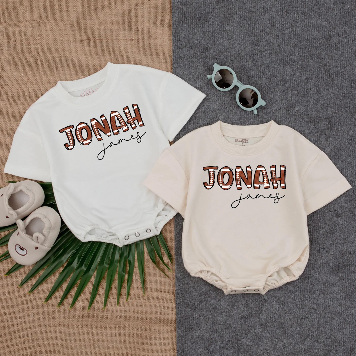 Custom Football Name Bubble Romper for Baby Gameday Outfit Personalized Baby Gift for Boys and Girls
