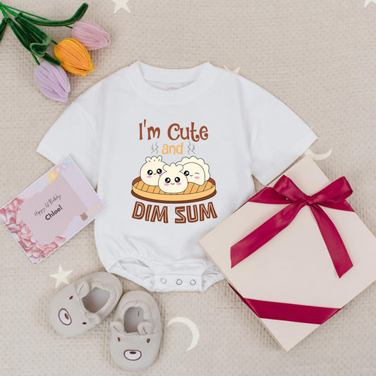 I'm Cute and Dim Sum Baby Romper, Sweet Dumpling Bodysuit for Little Bao, Kawaii Food Baby Gift, Comfy Cotton Newborn Outfit, Asian Dumpling Fun 138