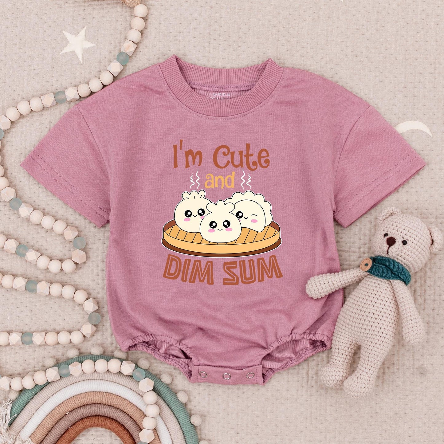 I'm Cute and Dim Sum Baby Romper, Sweet Dumpling Bodysuit for Little Bao, Kawaii Food Baby Gift, Comfy Cotton Newborn Outfit, Asian Dumpling Fun 138