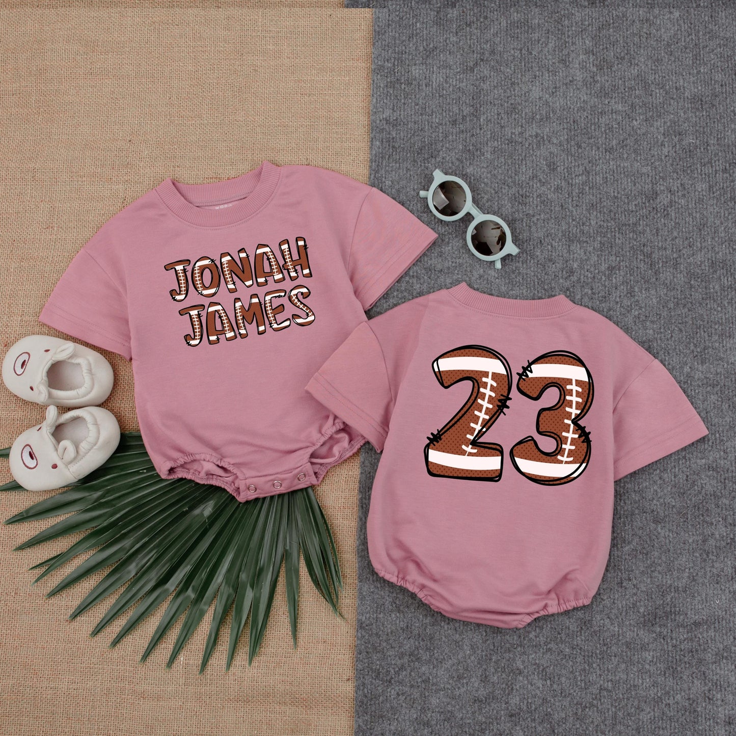 Custom Football Name Bubble Romper Bodysuit for Baby Boy or Girl Perfect Gameday Outfit Soft Cotton Newborn Infant Toddler Gift