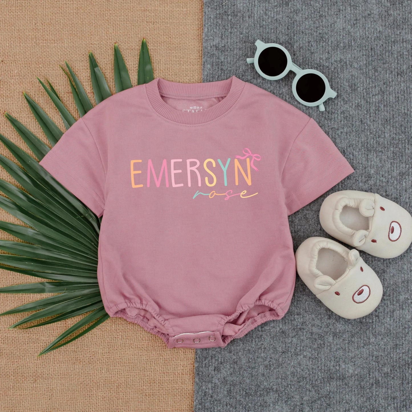 Personalized Baby Girl Floral Bow Bubble Romper for Name First Birthday Outfit Soft Cotton Bodysuit Shower Gift Toddler Clothing