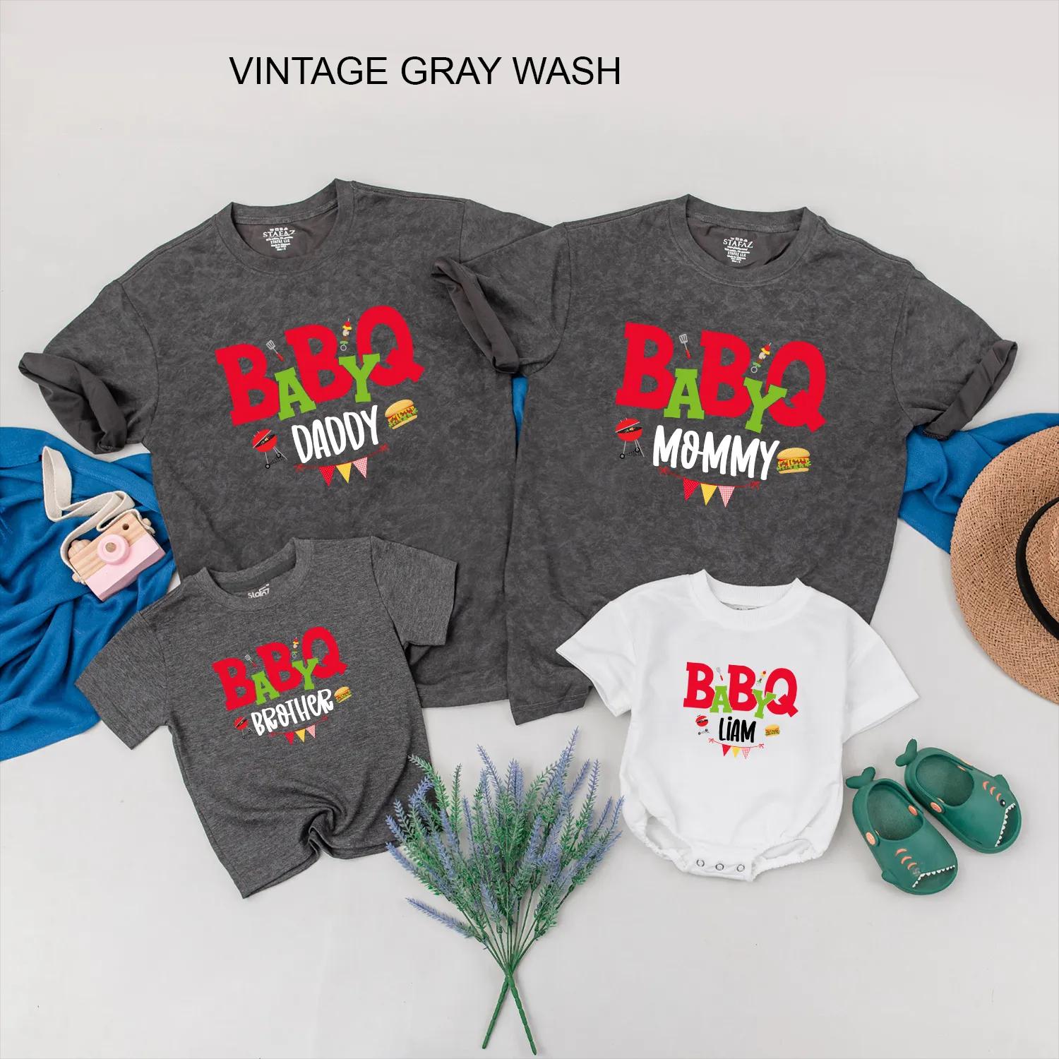 BABYQ Matching Family BBQ Party Shirts: Custom Liam's Grilling Crew Outfits - Personalized Cookout Clothes, Fun Baby Shower Gift Idea, Red & Green
