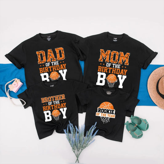 Custom Basketball Birthday Family Shirts Matching Sports Party Outfits Baby Rookie of the Year Gift Boy