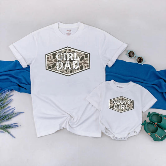 Girl Dad Camo Shirt: Daddy's Girl Military Crest, Vintage Father Gift, Hunting Trip Outfit for Birthday, Father's Day Comfort Cotton Blend (138 chars)