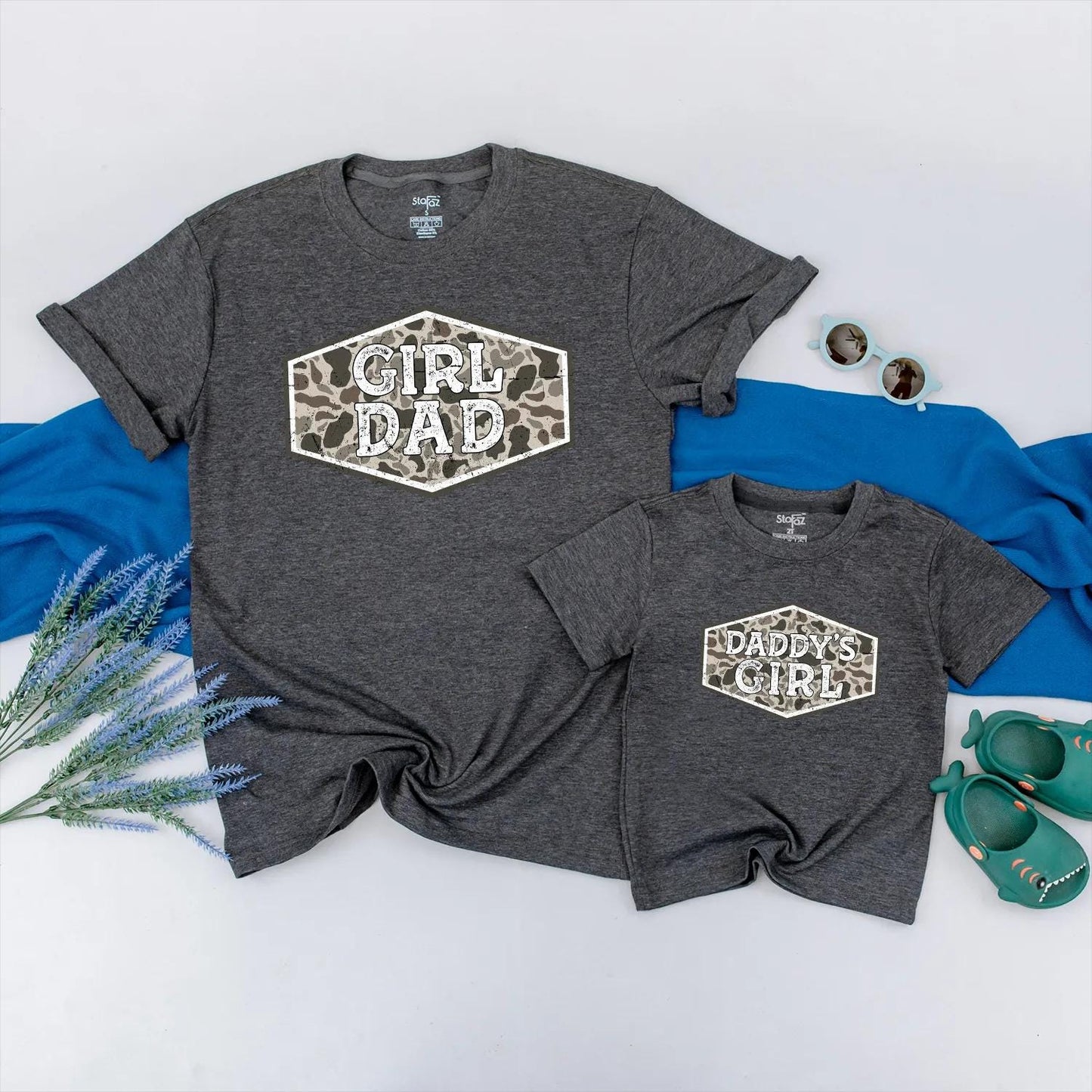 Girl Dad Camo Shirt: Daddy's Girl Military Crest, Vintage Father Gift, Hunting Trip Outfit for Birthday, Father's Day Comfort Cotton Blend (138 chars)