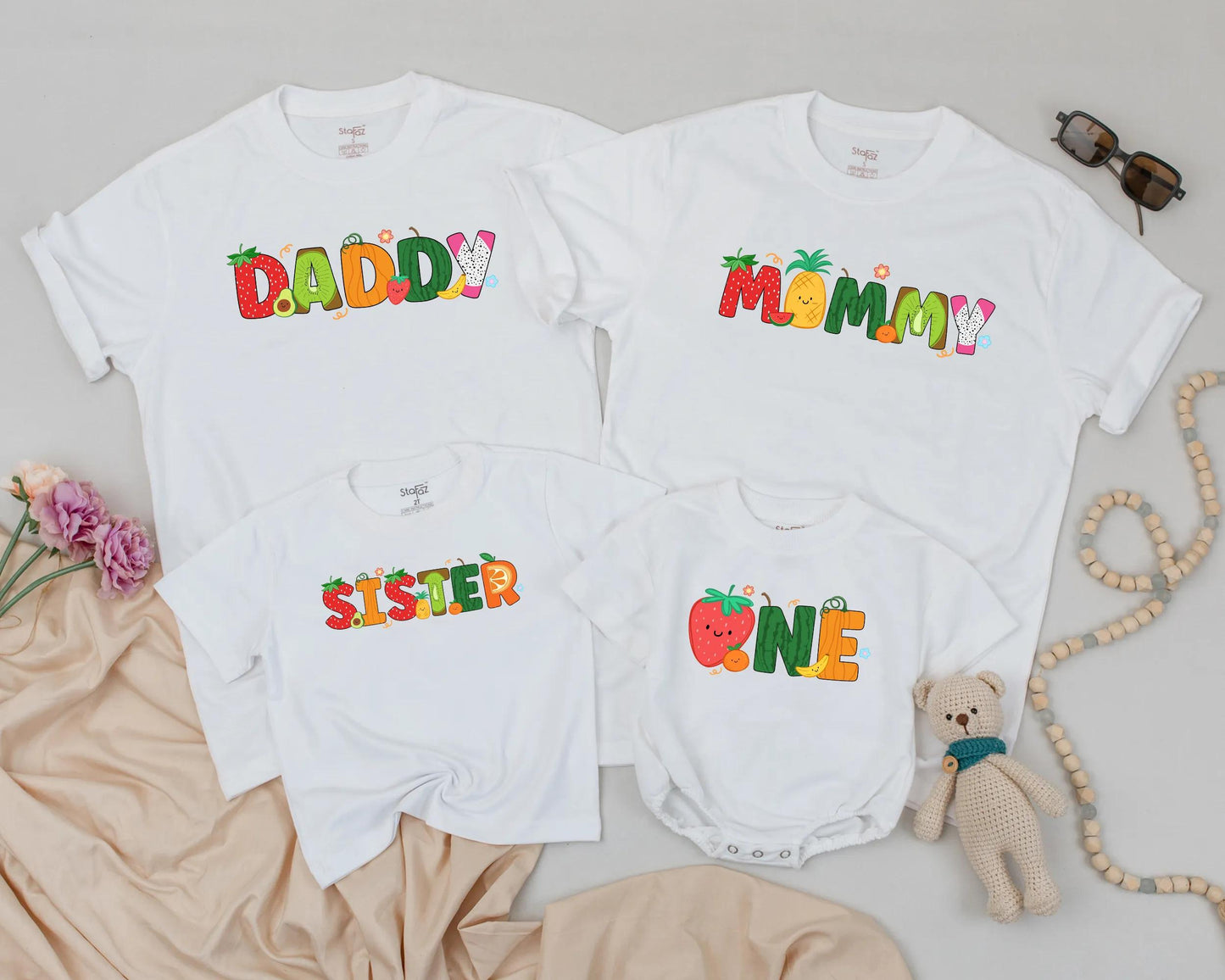Matching Fruit Family Birthday Shirts | 1st Birthday Outfit for Baby, Mom & Dad | Colorful Party Theme Gifts