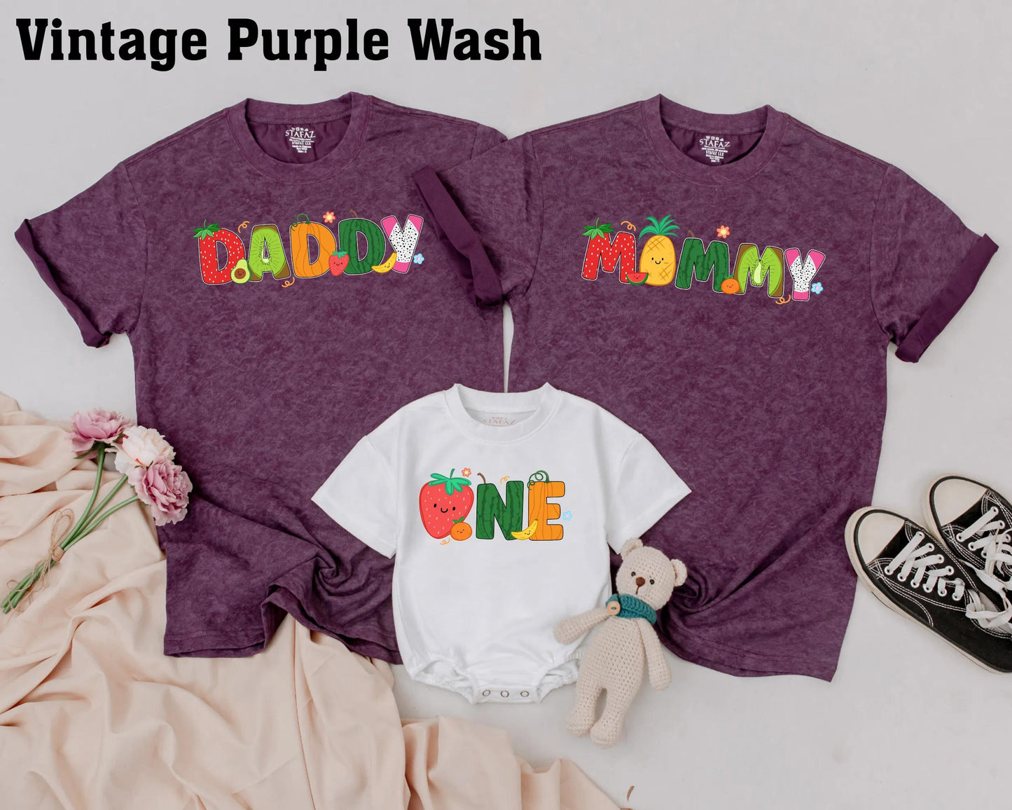 Matching Fruit Family Birthday Shirts | 1st Birthday Outfit for Baby, Mom & Dad | Colorful Party Theme Gifts