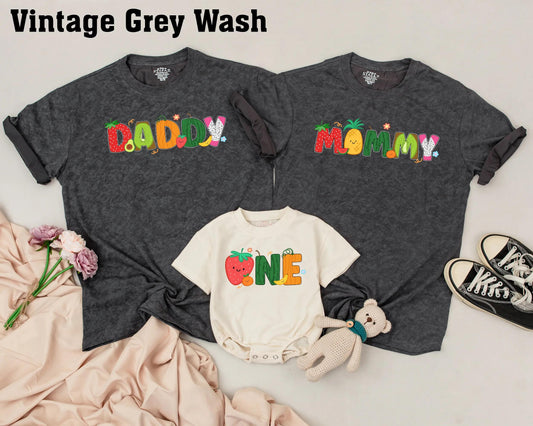 Matching Fruit Family Birthday Shirts | 1st Birthday Outfit for Baby, Mom & Dad | Colorful Party Theme Gifts