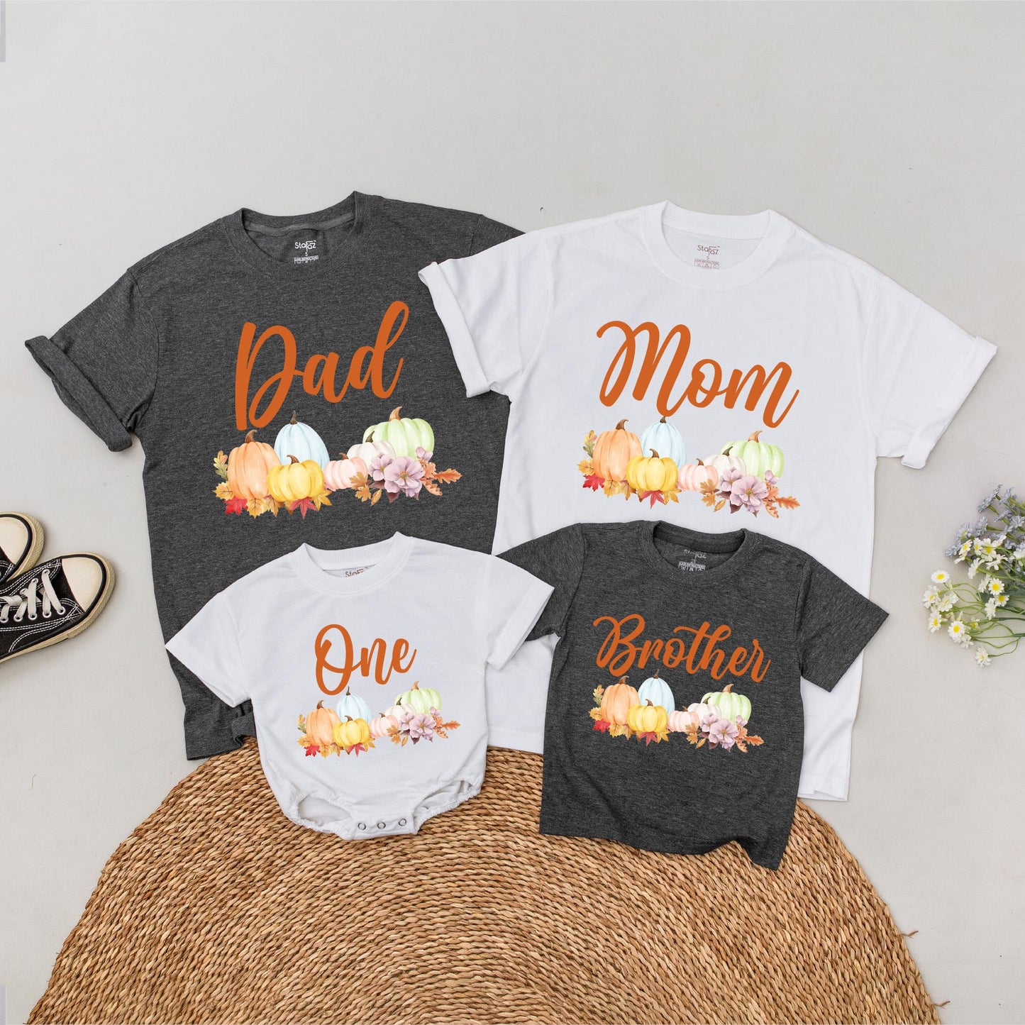 Custom Pumpkin Family Birthday Shirts One Little Pumpkin Mommy and Me Thanksgiving Outfit Fall Festive Apparel