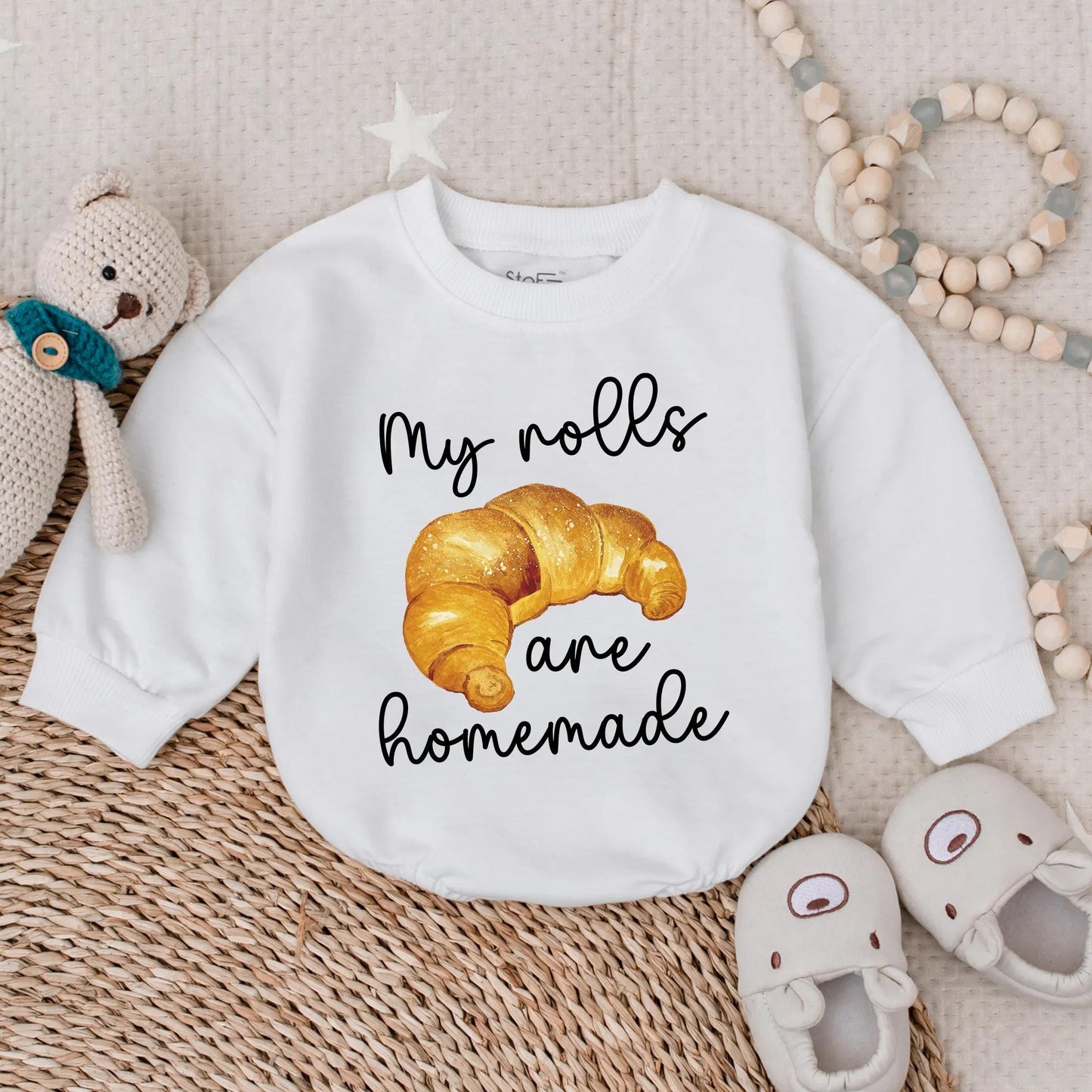 My Rolls Are Homemade Thanksgiving Baby Romper Cute Toddler Outfit Adorable Baby Gift Idea for Thanksgiving Holiday Baby Clothes
