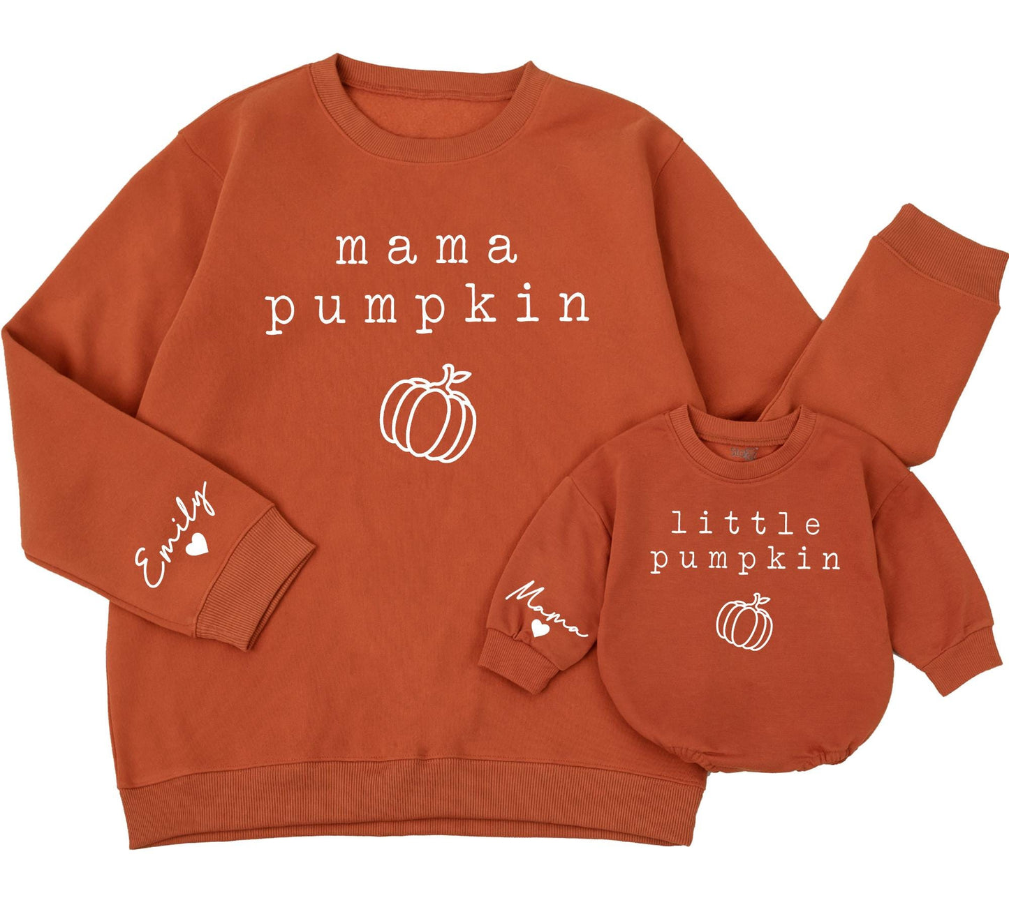 Mama Pumpkin Matching Sweatshirts, Retro Fall Family Outfits, Personalized Emily Sleeve, Mommy and Me Sweaters, Vintage Pumpkin Season Gift 139