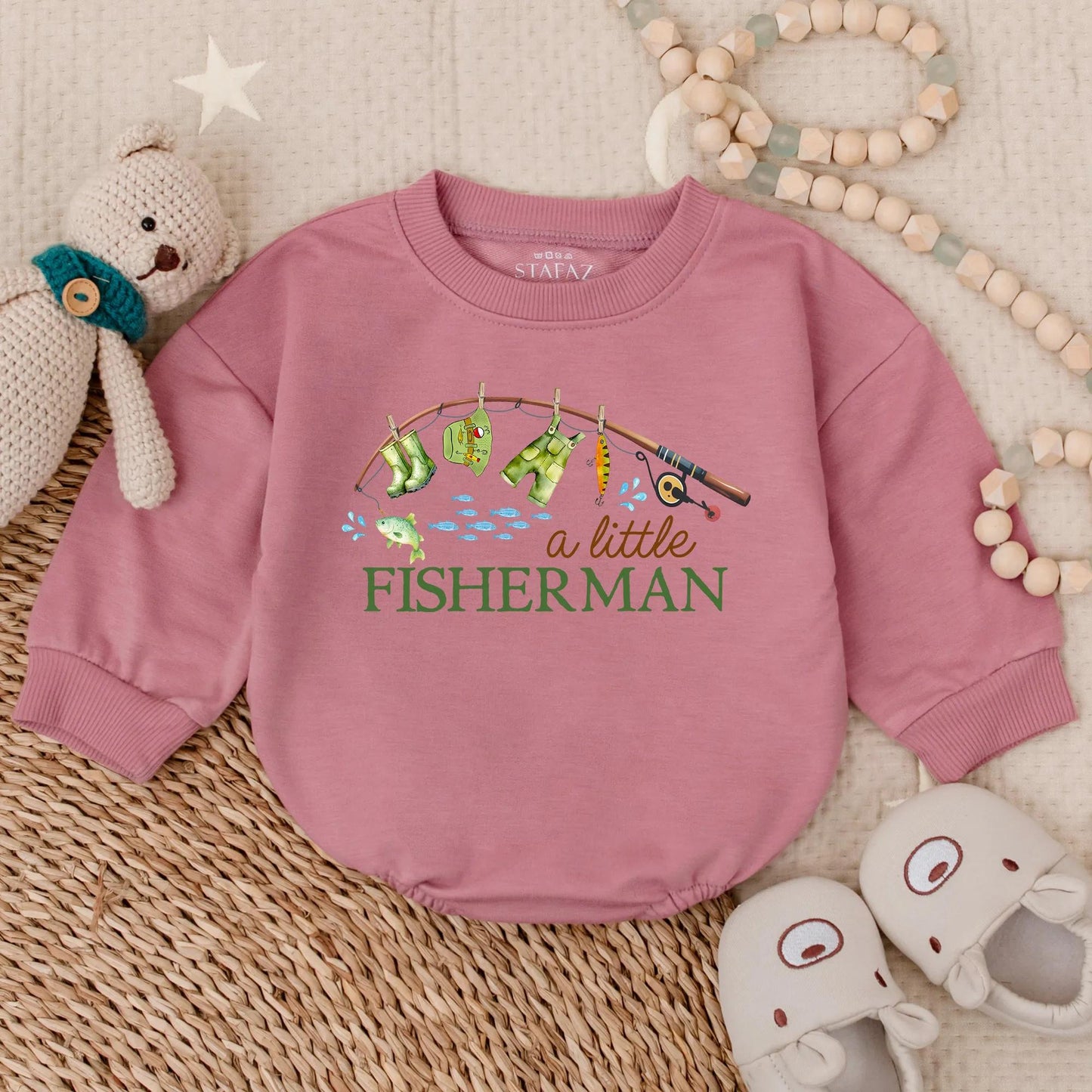 Reel Cute Little Fisherman Bubble Romper for Baby Boy Outdoor Adventures Infant Bodysuit Toddler Play Clothes Sweet Baby Shower Gift Idea