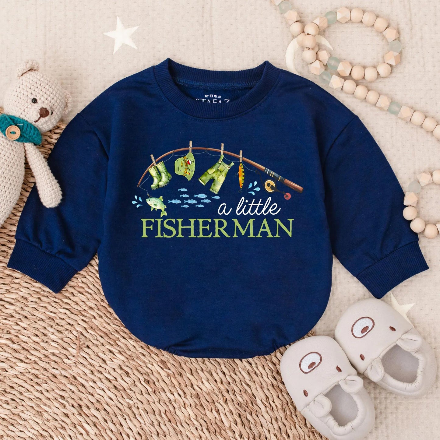 Reel Cute Little Fisherman Bubble Romper for Baby Boy Outdoor Adventures Infant Bodysuit Toddler Play Clothes Sweet Baby Shower Gift Idea
