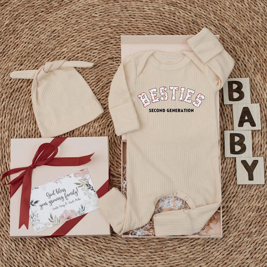 Besties Second Generation Baby Bodysuit Cute Newborn Outfit Best Friend Baby Romper Baby Shower Gift Cousin Crew Member