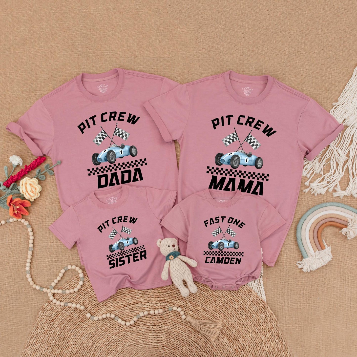 Fast One Birthday Matching Family Shirts Race Car Party Outfit Baby Boy First Birthday Gift Romper 1 Year Old