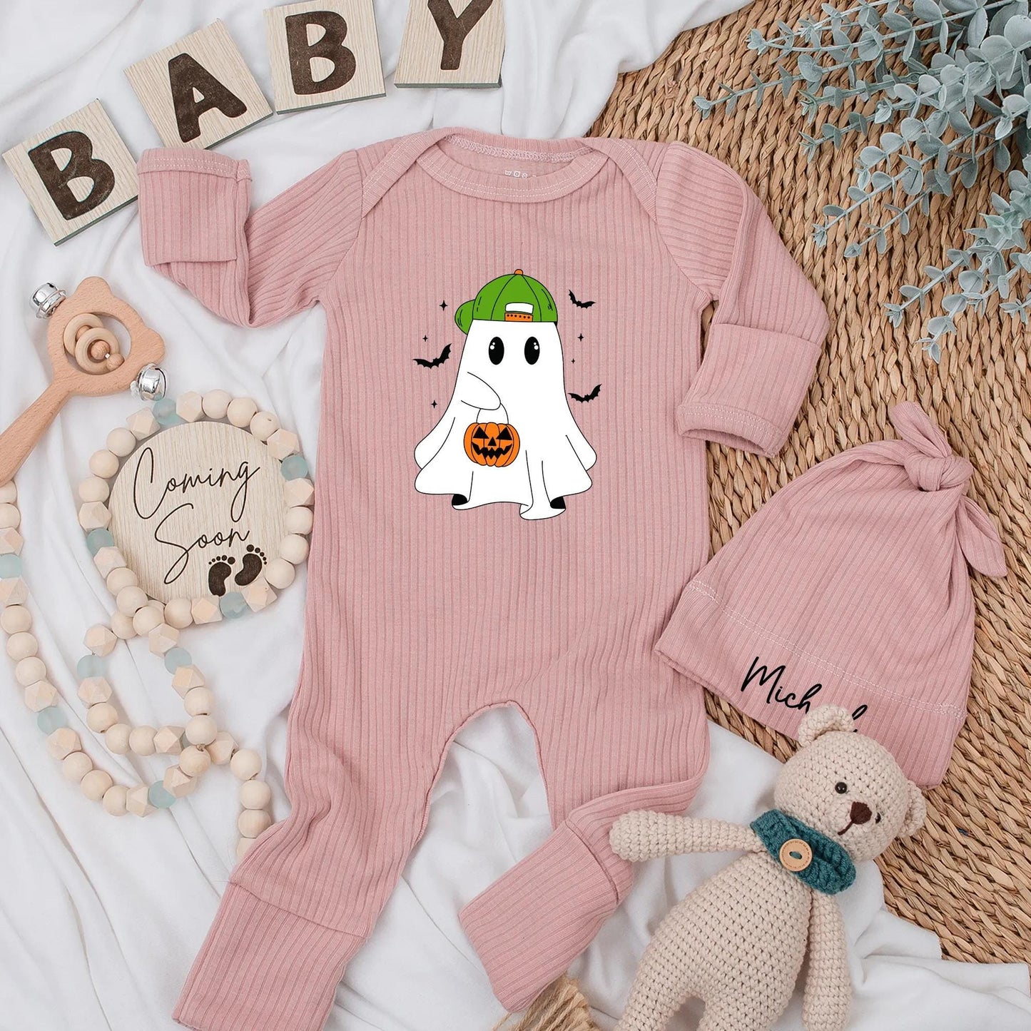 Personalized Ghost Baby Boy Bodysuit Cute Halloween Romper Spooky Season Newborn Outfit Boo Boy Clothes First Halloween Gift for Boy