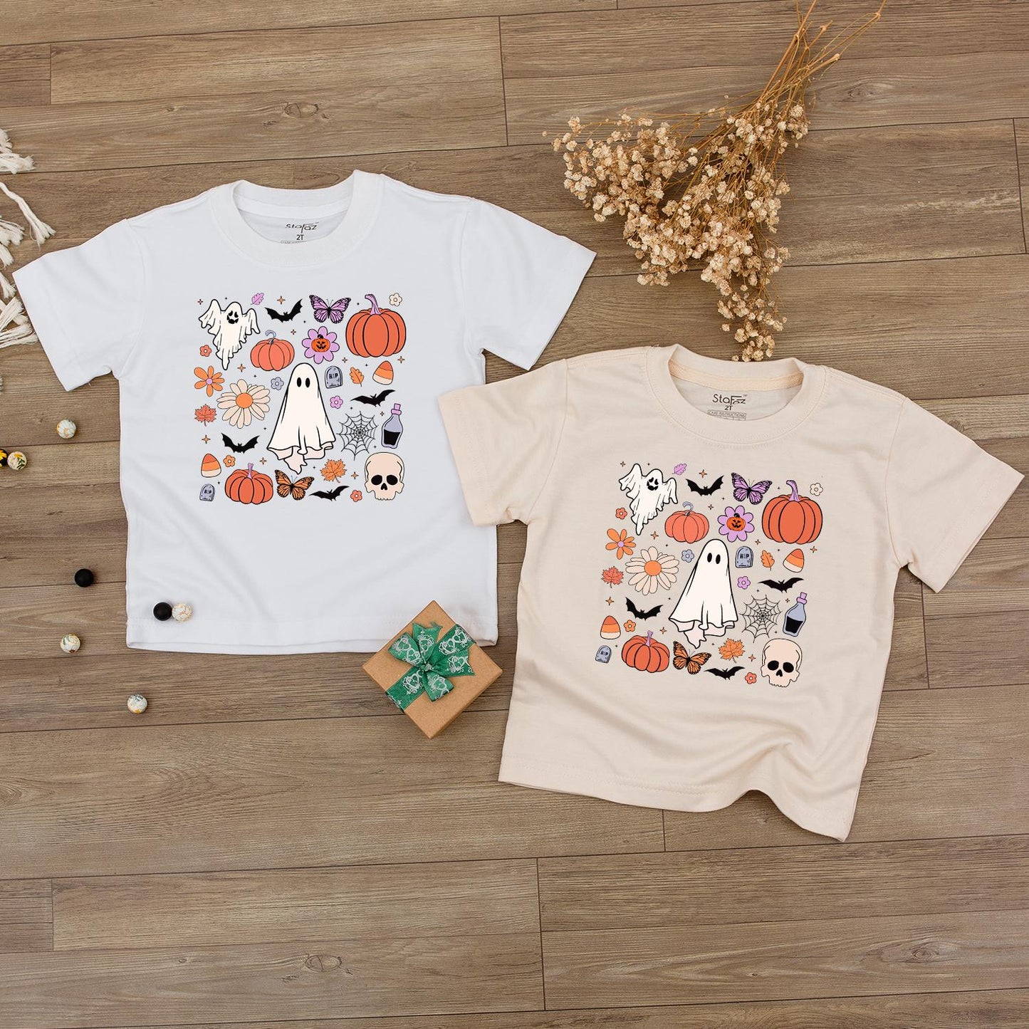 Retro Ghost Halloween Doodle Sweatshirt Toddler Baby Romper Spooky Fall Kid's Shirt First Halloween Gift