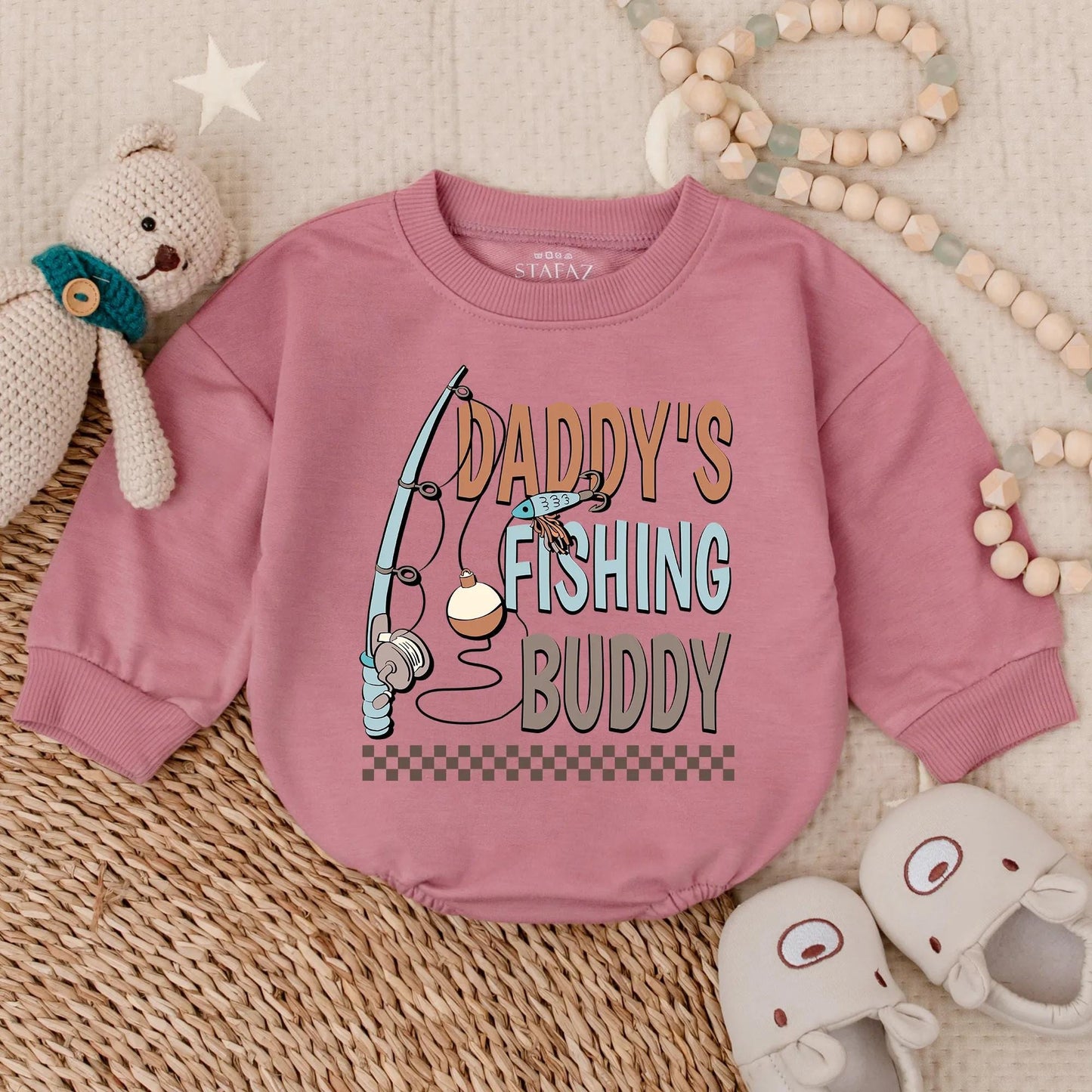 Daddy's Fishing Buddy Bubble Romper Baby Boy Outdoor Lake Day Bodysuit Father Son Matching Cute Outdoor Baby Shower Gift