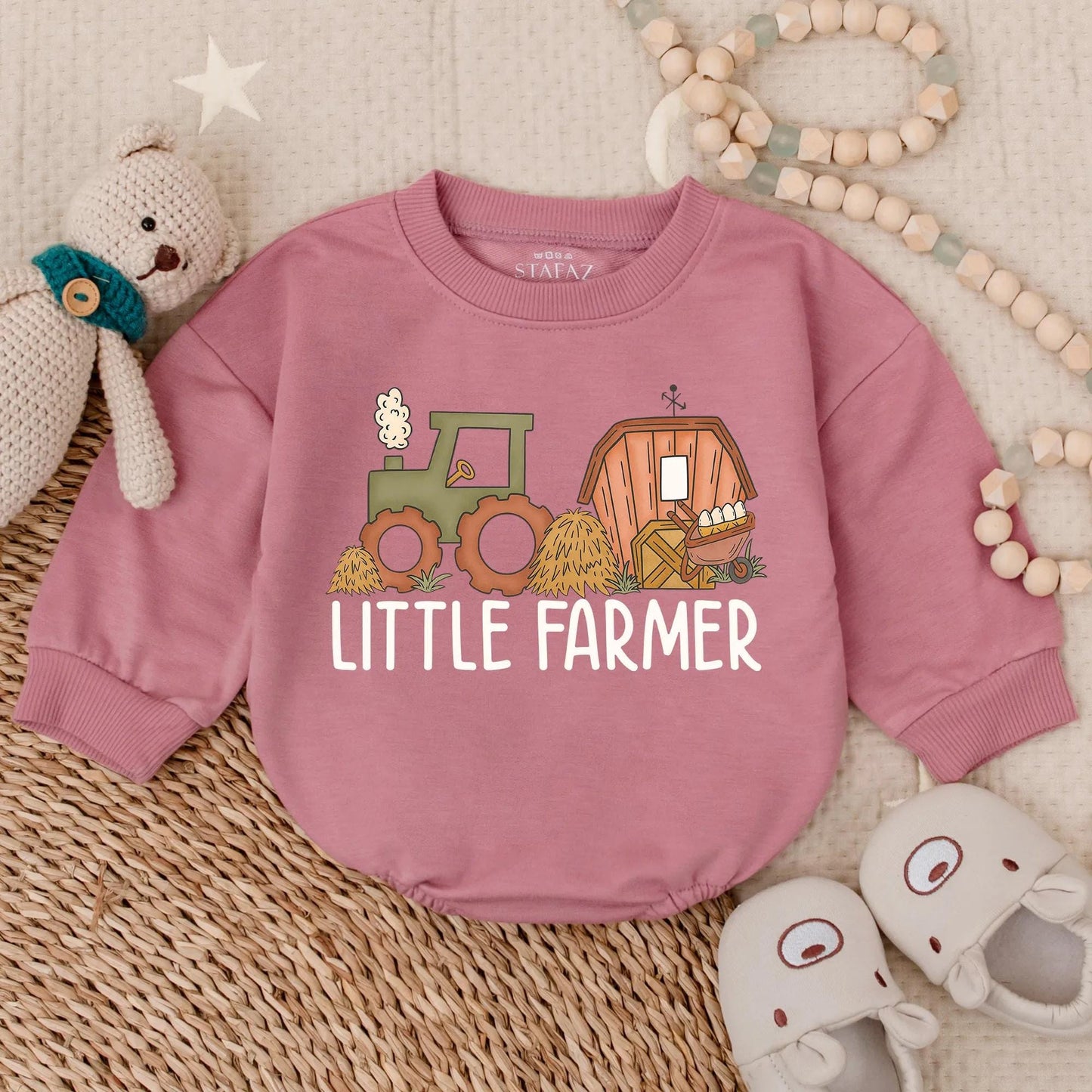 Little Farmer Boy Bubble Romper Cute Farm Baby Outfit for Boys Toddler Tractor Lover Coming Home Bodysuit Sweet Baby Shower Gift Idea