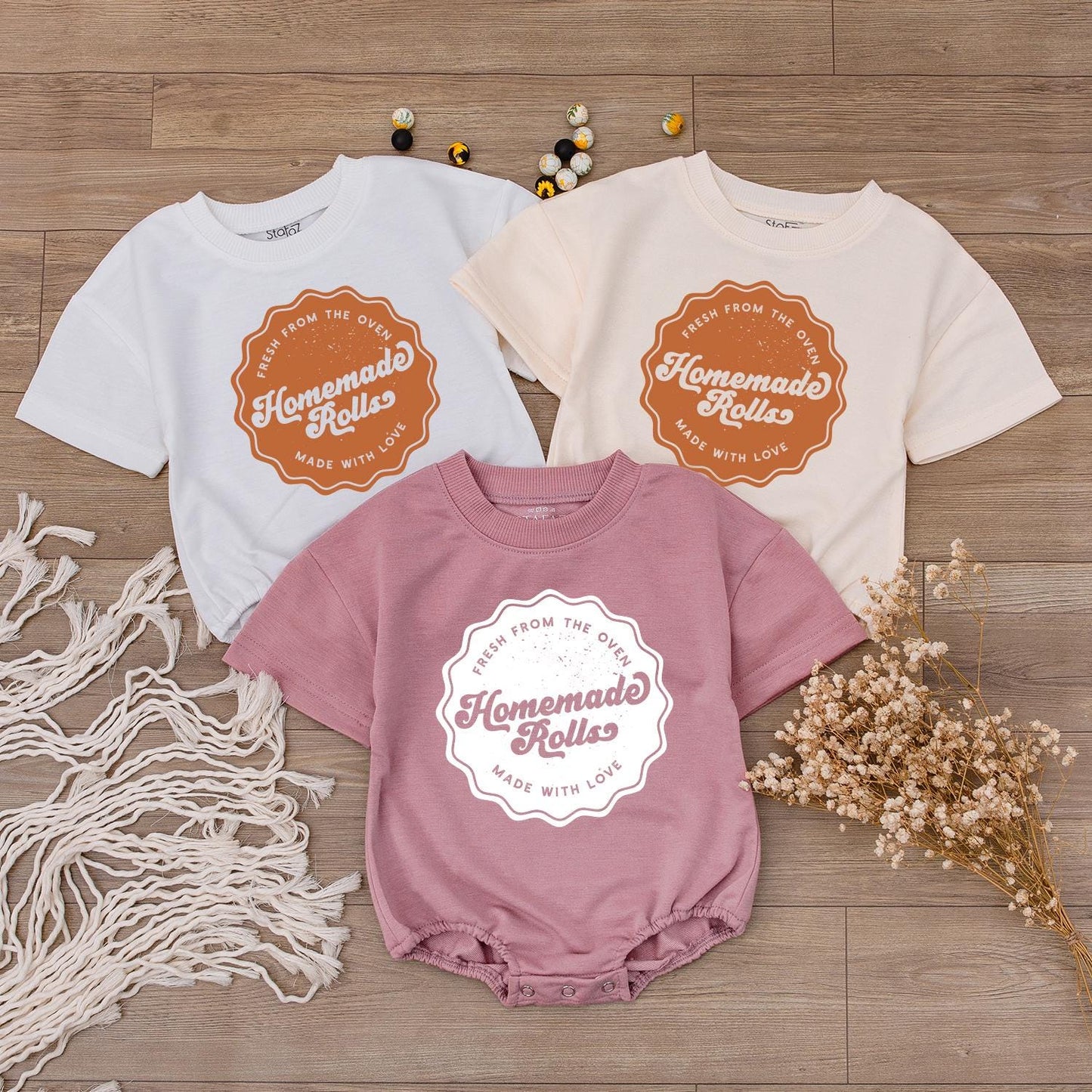 Funny Homemade Rolls Retro Baby Romper Natural Cotton Autumn Toddler Clothes Thanksgiving Day Baby Bodysuit Chunky Infant Gift