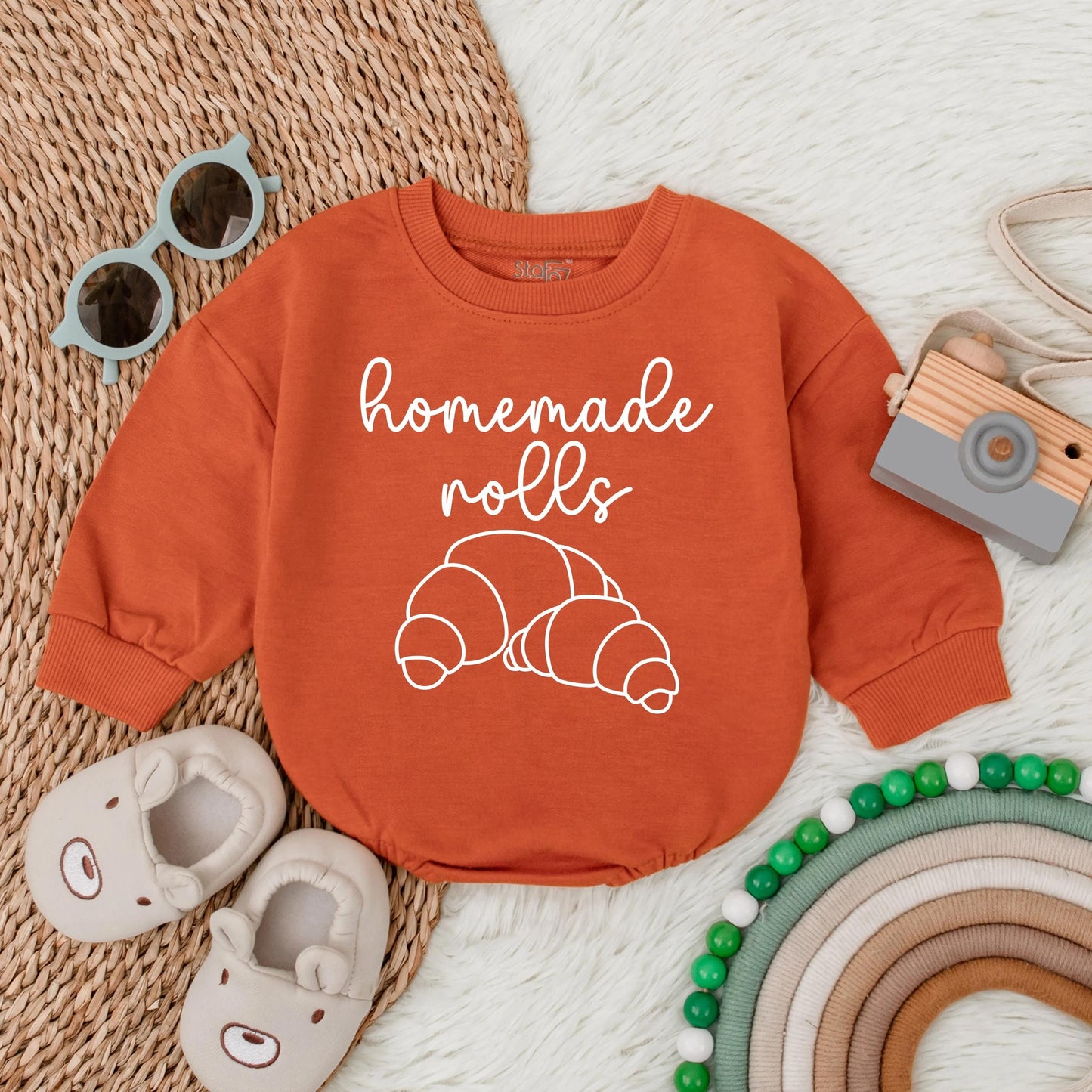 Homemade Rolls Bubble Romper Cute Baby Outfit Toddler Fall Clothes Thanksgiving Gift Funny Holiday Romper