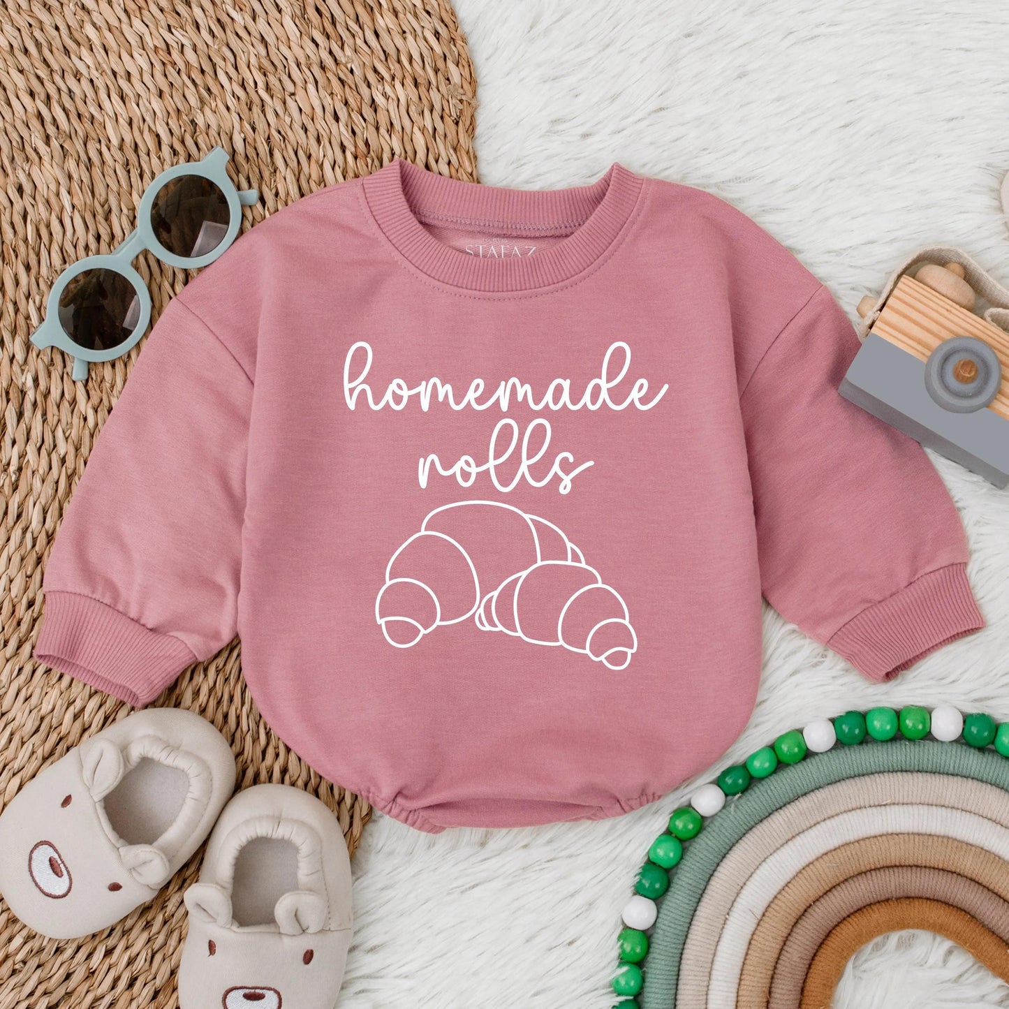 Homemade Rolls Bubble Romper Cute Baby Outfit Toddler Fall Clothes Thanksgiving Gift Funny Holiday Romper