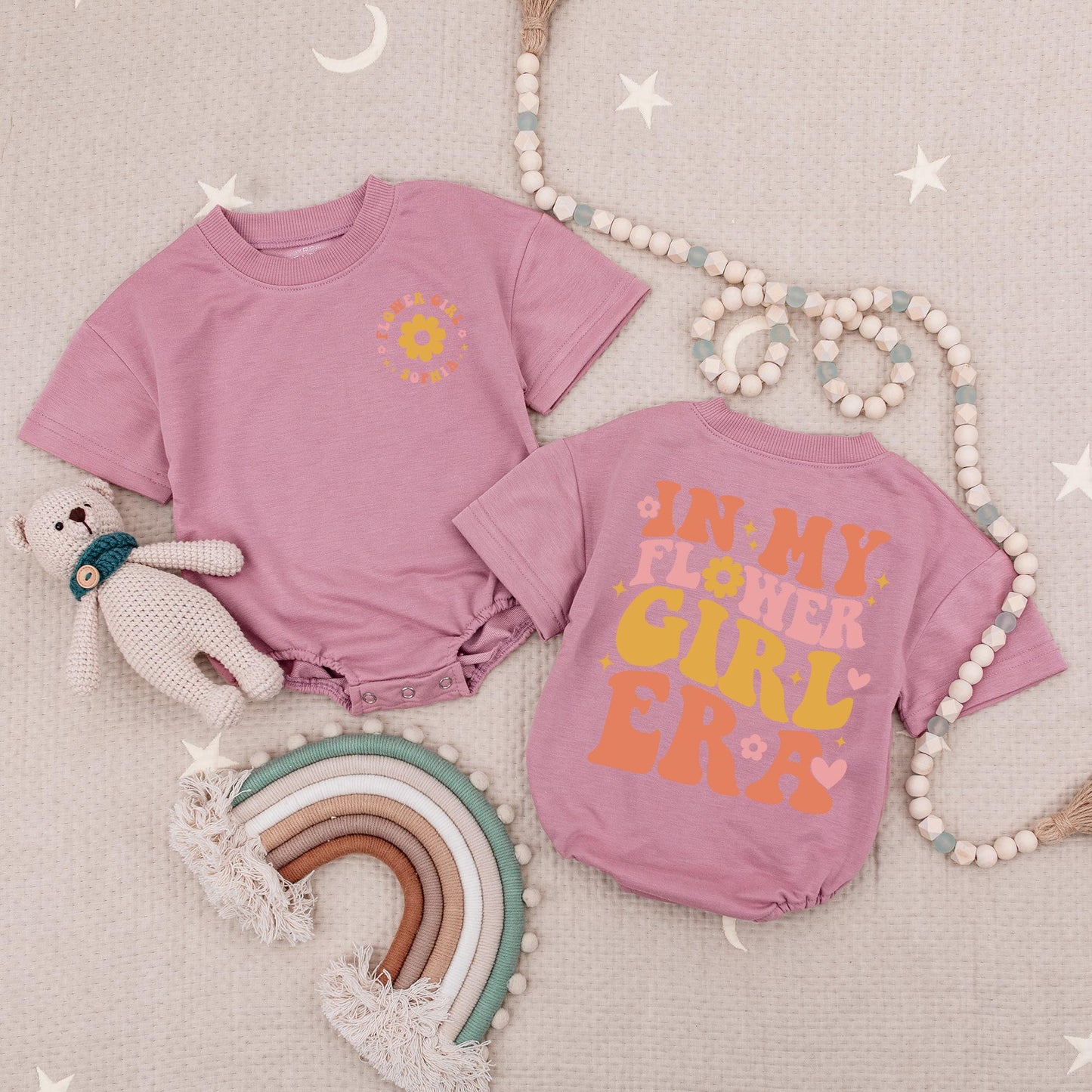 Personalized Name In My Flower Girl Era Baby Romper Adorable First Birthday Bubble Babysuit for Girls Milestone Celebration Gift