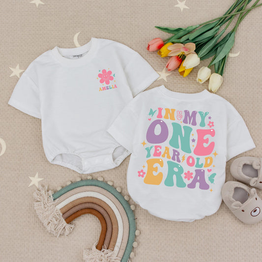 My One Year Old Era Personalized Name Romper Custom 1st Birthday Outfit Cute Baby Bodysuit First Birthday Party Gift Idea