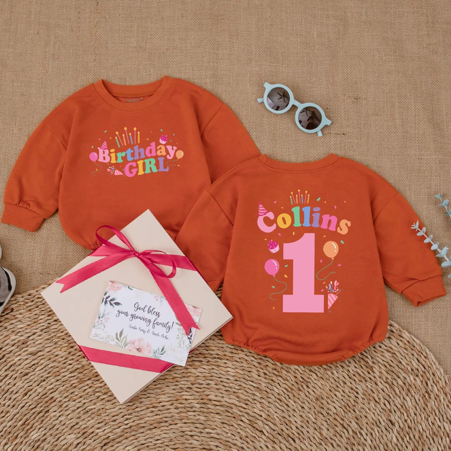 First Birthday Girl Romper Custom Name & Balloon Design, Baby Girl 1st Birthday Outfit, Bubble Romper, Cake Smash Photo Prop