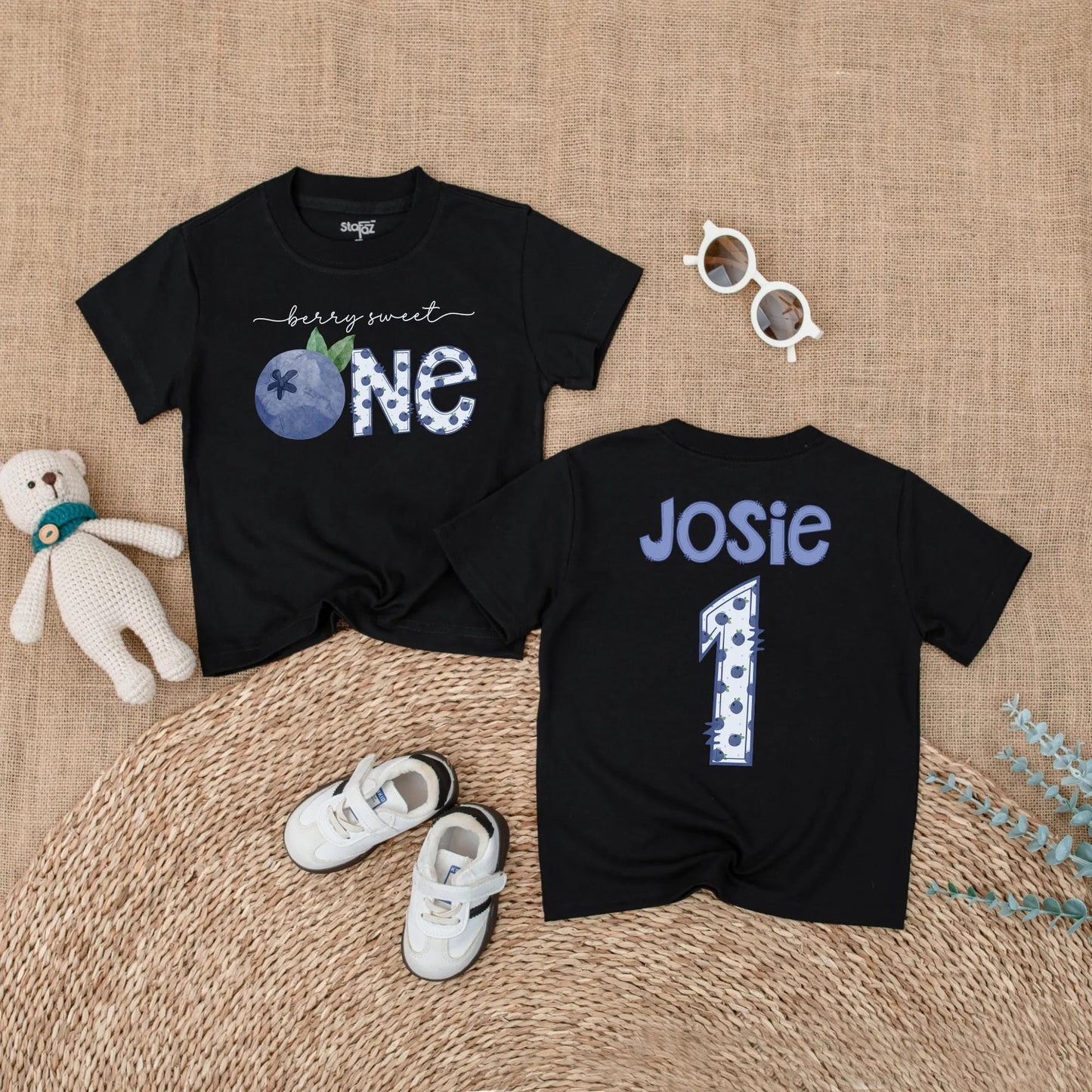 Personalized Sweet One Blueberry Baby Girl First Birthday Romper Outfit for Cake Smash Summer Party Bodysuit Gift
